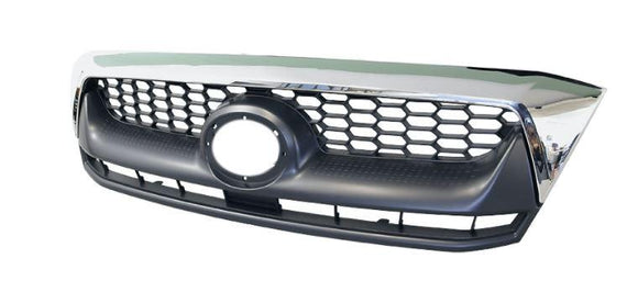 TOYOTA GRILLE HILUX  GREY WITH CHROME TOP MOULD 2008 - 2011 AFTERMARKET
